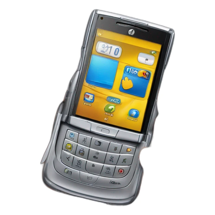 Hand holding open Motorola Razr V3 mobile device with the iconic clamshell design sticker