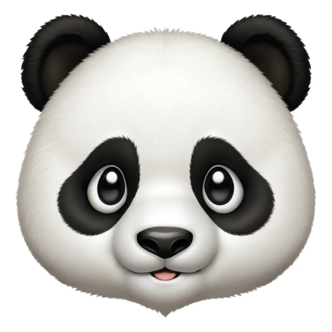 Cinematic Cute Panda Portrait Emoji, Head tilted playfully and inquisitively, featuring a fluffy, contrasting Fur of black and white with a charming expression and round, sparkling eyes filled with curiosity, Simplified yet irresistibly adorable features, highly detailed, glowing with a warm, friendly glow, high shine, affectionate and playful, stylized with a touch of bamboo whimsy, bright and endearing, soft glowing outline, capturing the essence of a mischievous yet loving panda, so playful it feels like it could roll out of the screen and into your arms! sticker