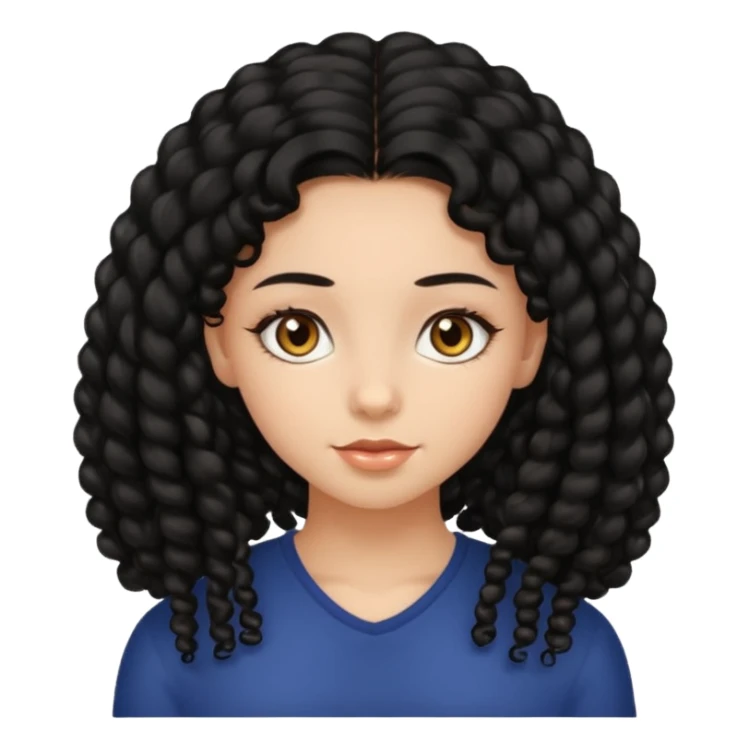 girl, long black coily hair, beautiful hazel eyes sticker