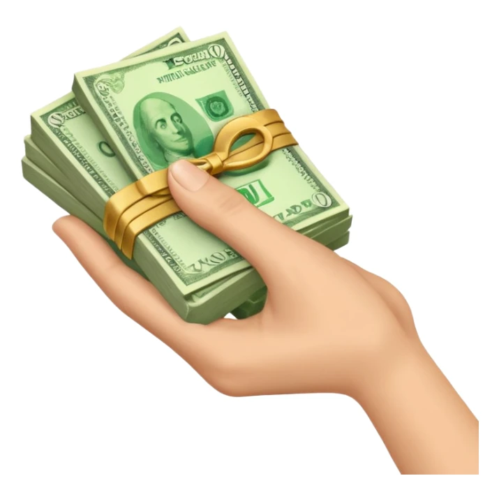 a emoji holding money like this emoji 😀 with a hand holding this 💵 sticker