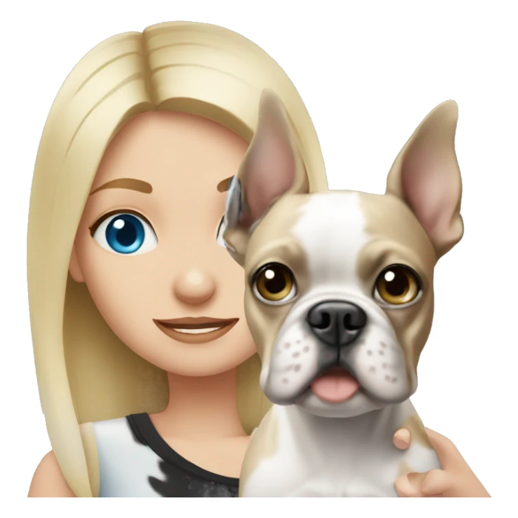 Blonde girl with blue eye holding boston terrier sticker