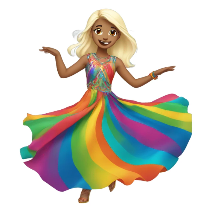 white blonde long haired girl dancing in chromatic dress sticker