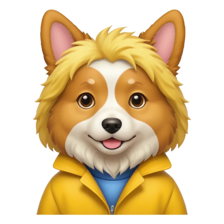 Dog wearing a yellow coat sticker