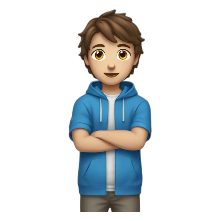 13 Year old kid with brown hair with blue hoodie sticker