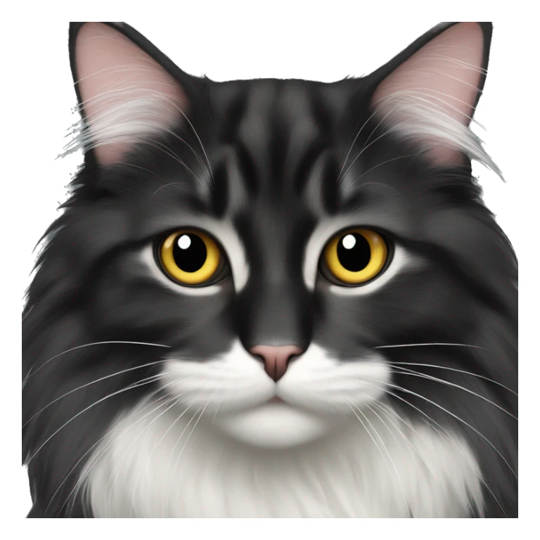 Black Norwegian forest cat with white chest spot sticker