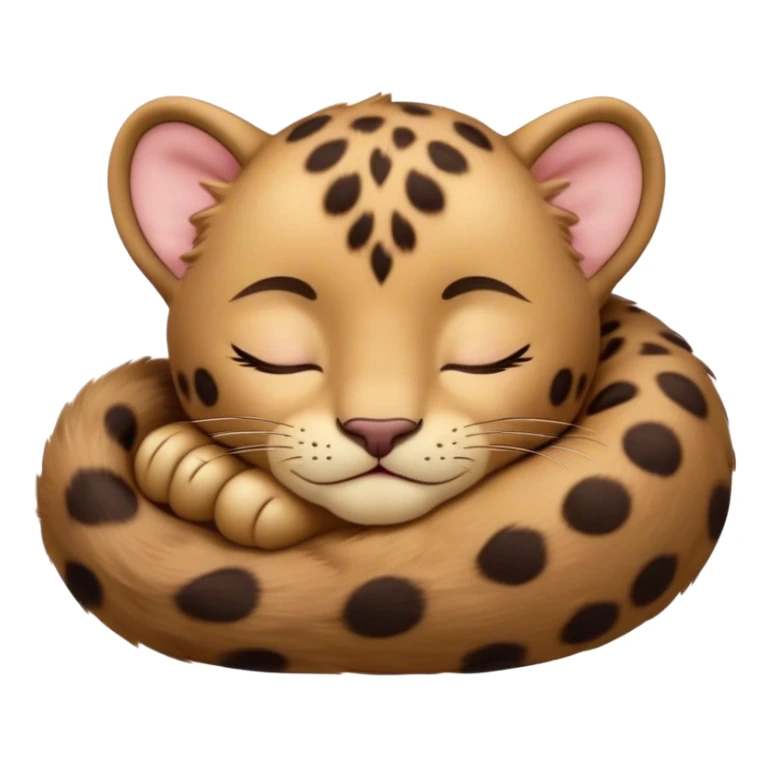 Meme-Worthy cute Sleeping Baby Panther Portrait Emoji, Head resting peacefully with a contented smile, showcasing a luxuriously soft, compact form and eyes gently closed in serene slumber, Simplified yet comically adorable features, highly detailed, glowing with a soft, drowsy glow, high shine, relaxed and utterly lovable, stylized with an air of playful laziness, bright and heartwarming, soft glowing outline, capturing the essence of a sleeping baby panther that feels destined to become the next viral icon of adorable rest! sticker