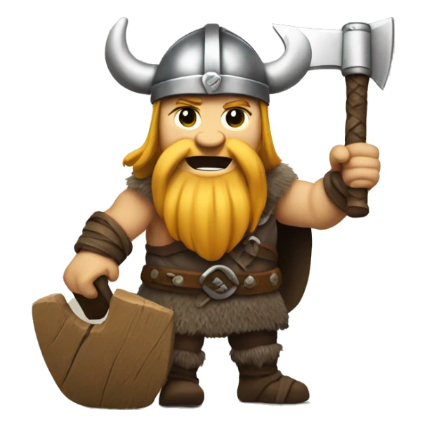 A viking with axe in hand and rock on symbol in other sticker