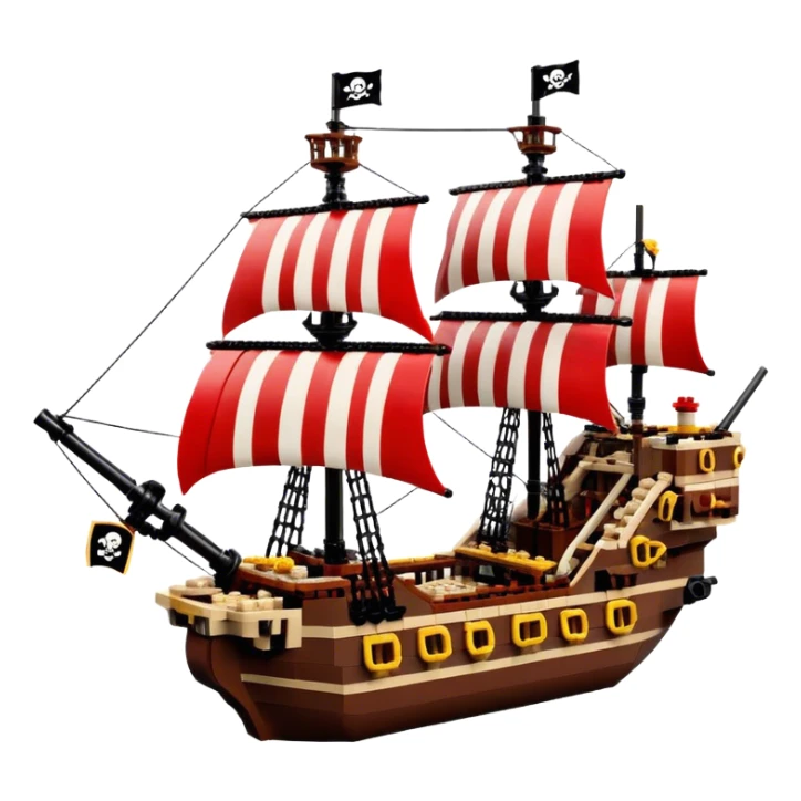 Pirate Ship (Toy) - Lego Pirate Ship (Model Year: 2021) (Iconic colour: Brown with red sails) sticker