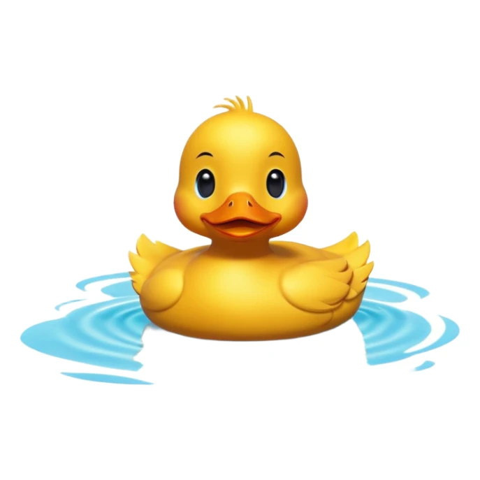 A 3D cartoon duck floating on a calm pond, soft ripples, rounded features, vibrant colors, cute and happy face, Memoji-style lighting. sticker