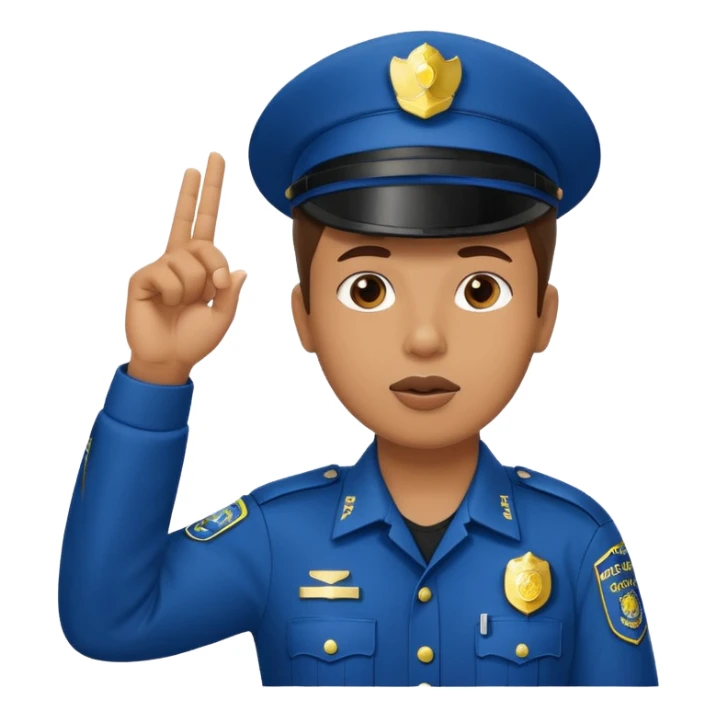 police officer facing forward blowing a whistle one hand up in a stop gesture sticker