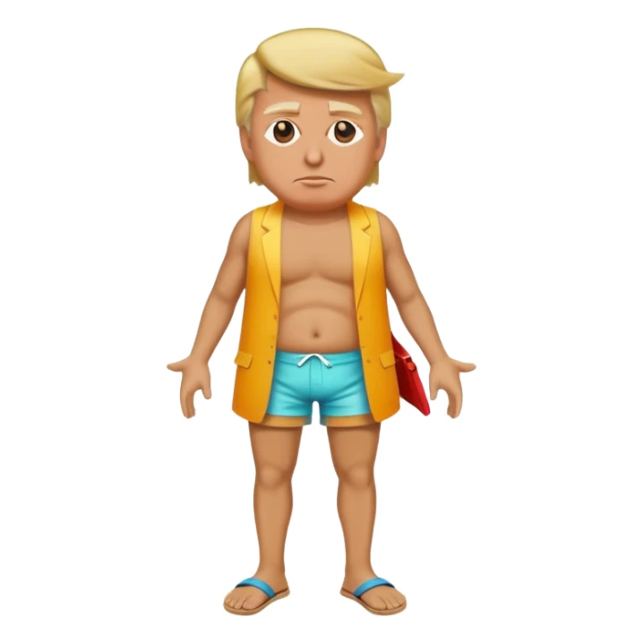full body Trump standing in beach outfit sticker