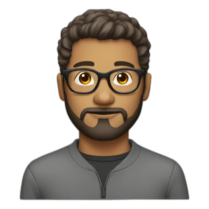 man with thick round glasses short hair and a short beard sticker