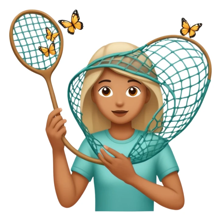 person catching butterflies with a net sticker