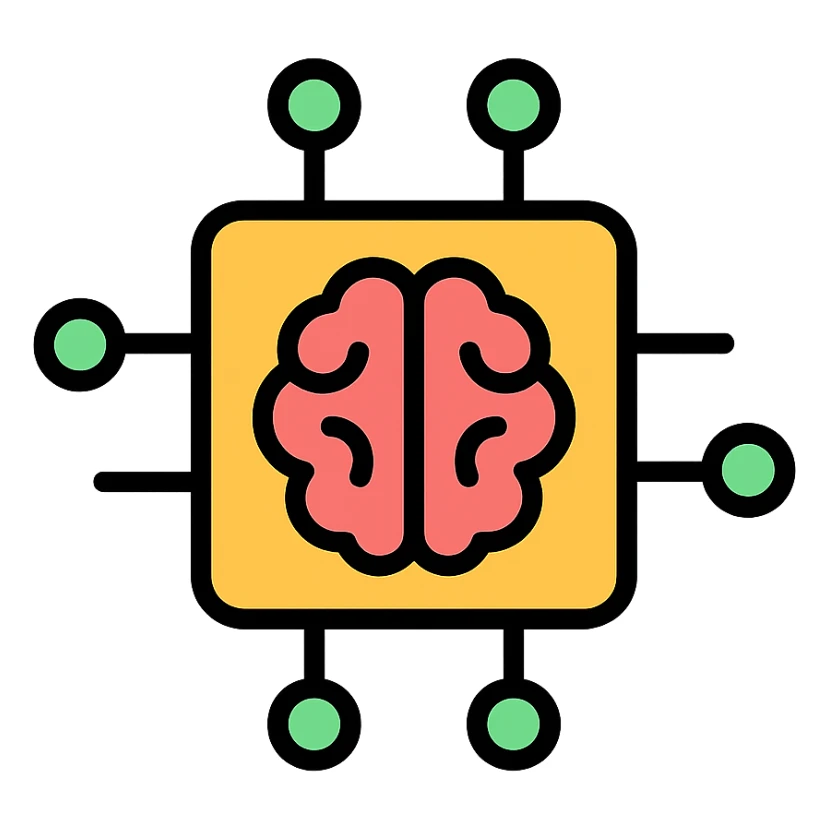 AI circuit icon with lineal color and black outlines sticker