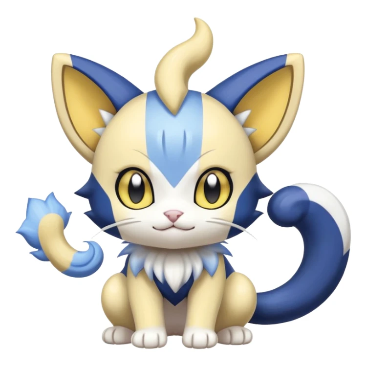 Shiny Cute Adorable Meowth-Shinx-Meowstic-Hybrid-Creature with pattern-markings sticker