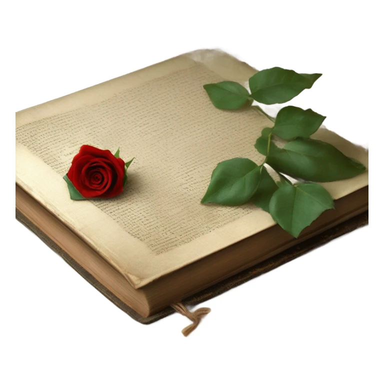 Vintage book with ribbon and red rose sticker