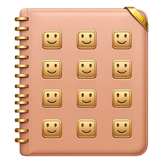 modern elegant planner with checkmarks emoji, 3D style, soft terracota beige or pink and gold, clean design sticker