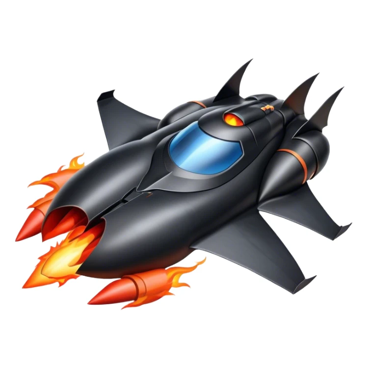 batmobile in rocket ship boom rocket at take-off in fire sticker