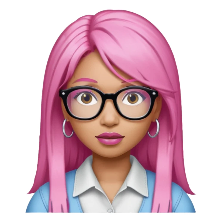 Rapper Nicki Minaj pink hair wear glasses sticker