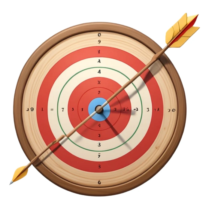 A bow with an arrow drawn back, aimed at a target with concentric rings. The background suggests a calm, outdoor archery range, emphasizing the precision, focus, and skill required in archery as a competitive sport. sticker