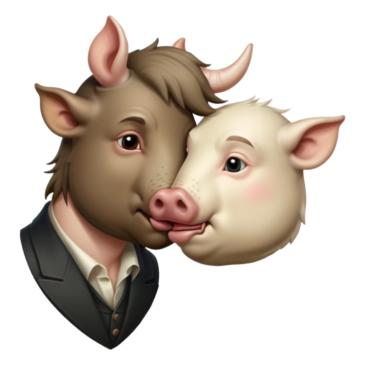 tho man with boar heads kissing sticker
