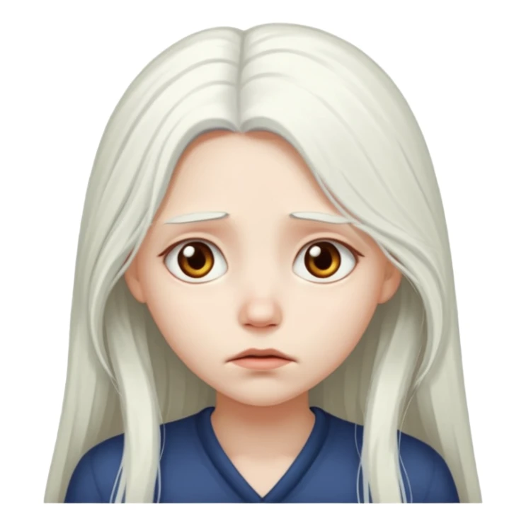 Pale girl with long white hair sad sticker