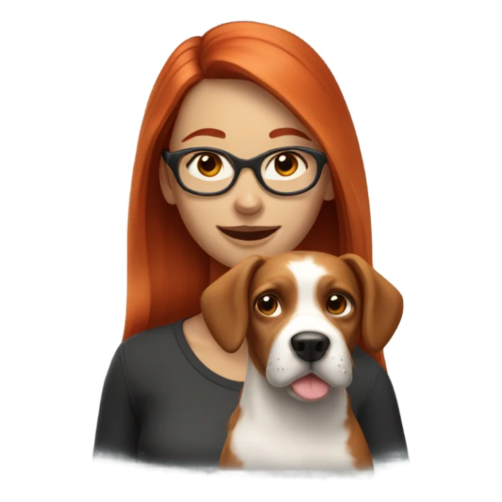 Redhead glasses girl dog sticker