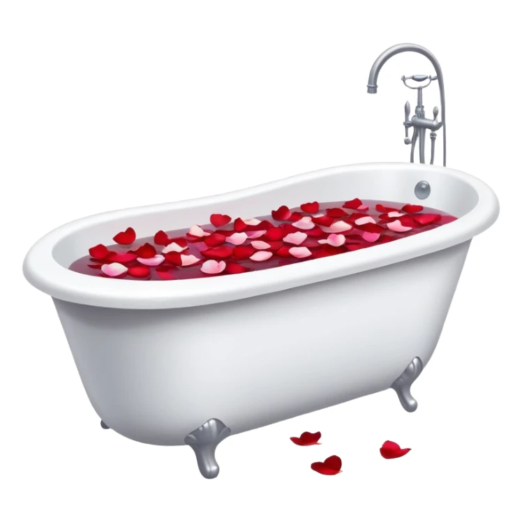 White bath tub with water and rose petals  sticker