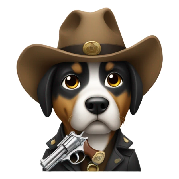 Dog holding a revolver sticker