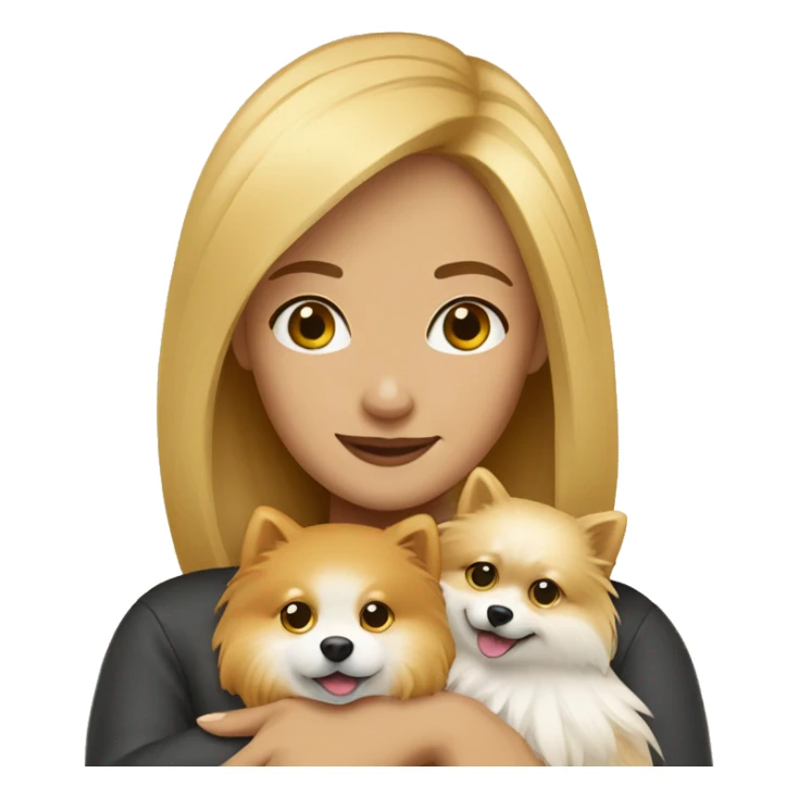 Honey blonde woman hugging pomeranian  sticker