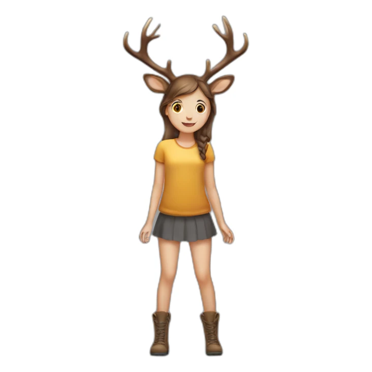 deer-antlers girl standing on jelly sticker