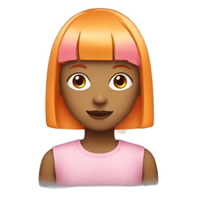 girl with orange straight hair and bangs wearing pink sticker