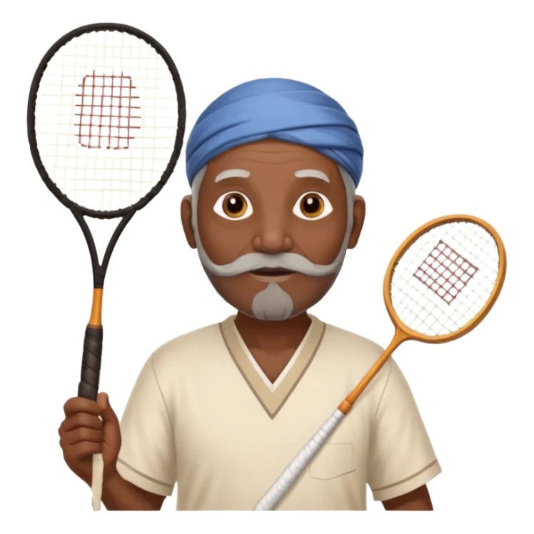 ancient guru india old black man with 1 badminton racket sticker