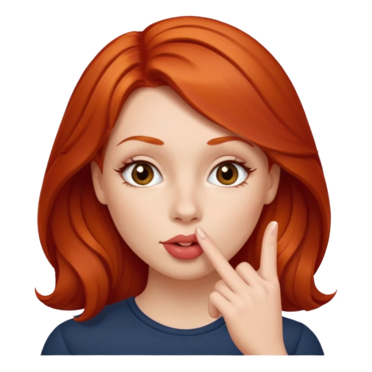 señora pelirroja con un dedo en la boca coqueto  sticker