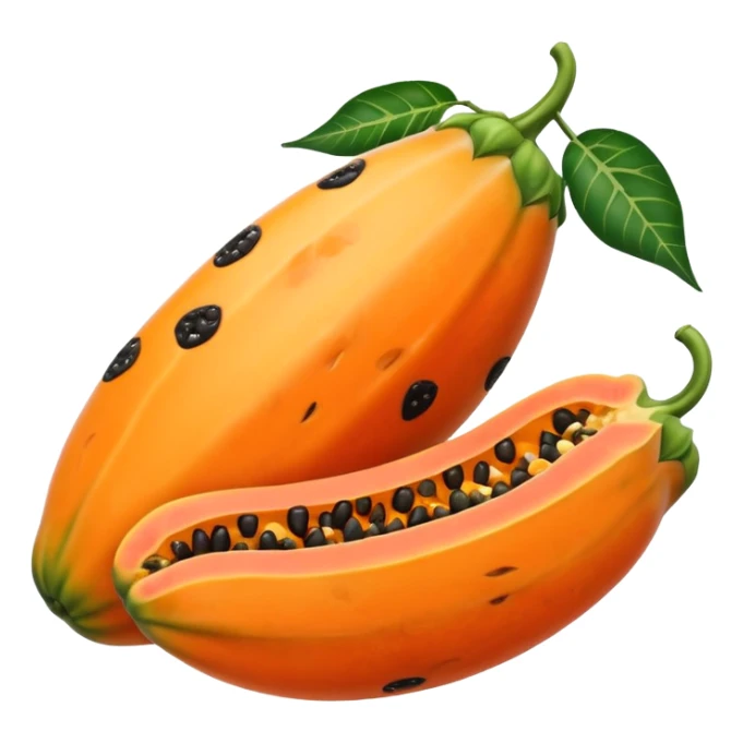 A beautiful papaya fruit is peeled and has black spots.It should be very ripe. sticker