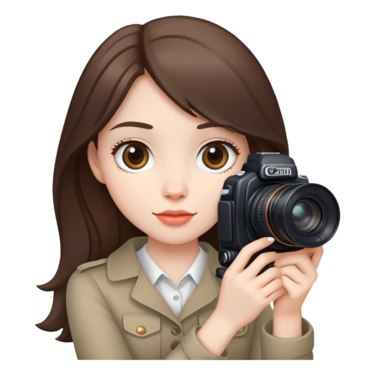 beautiful pale brunette girl with canon camera sticker