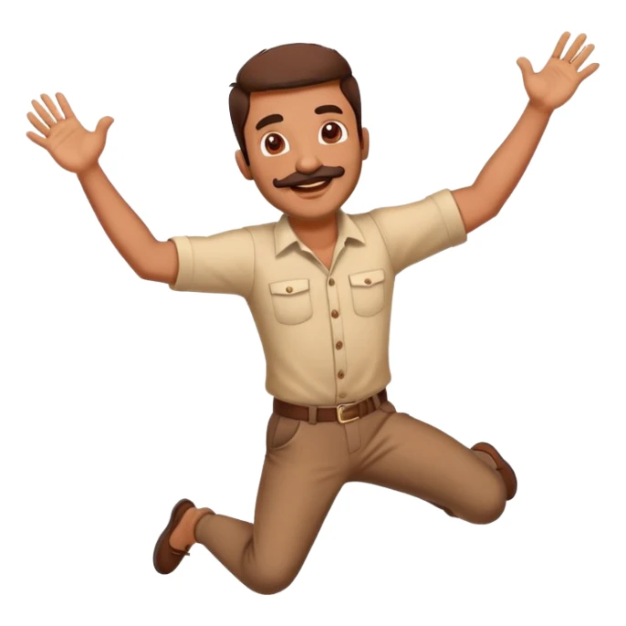  Indian Man with mustache and beard Jumping with joy with 2 arms and 2 legs  sticker