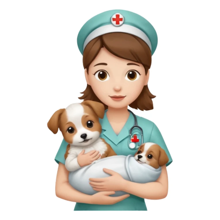 nurse holding baby dog sticker