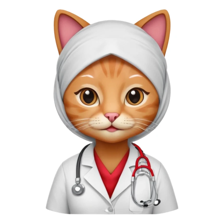 hijab cat doctor, red cat. sticker