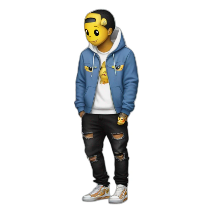 Pikachu with Travis Scott shoes and ovo drake hoodie sticker