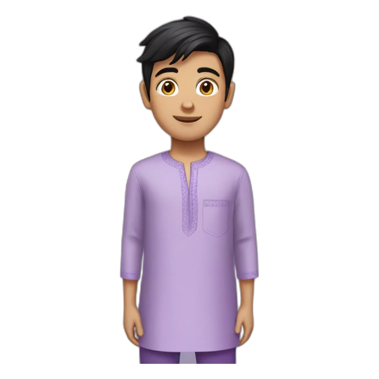 Young white boy black hair in lavender kurta sticker