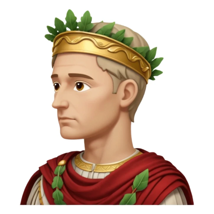 Julius Caesar emoji, side profile, laurel wreath, Roman attire sticker
