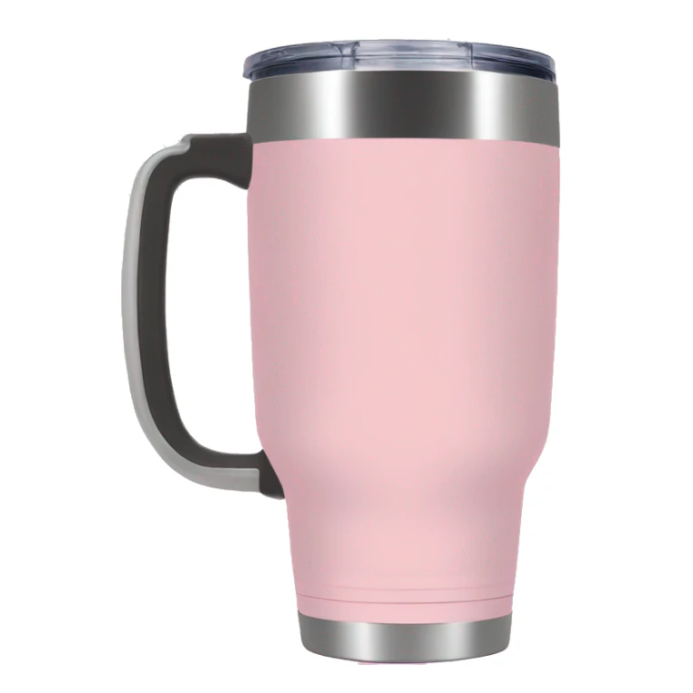 Light pink 40 oz tumbler with handle sticker