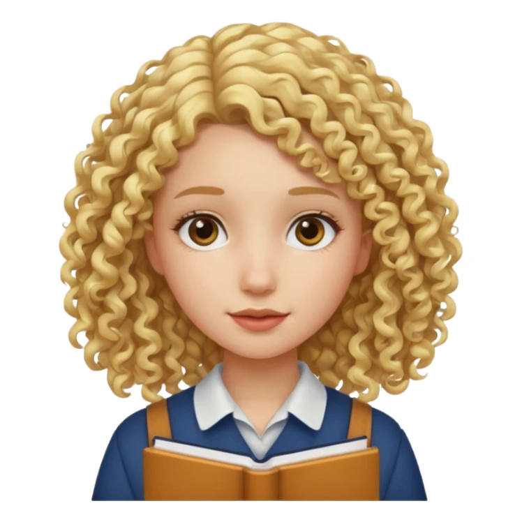 girl student , curly blone hair sticker