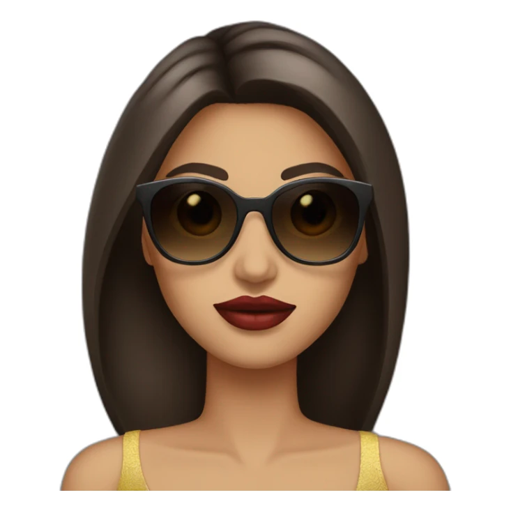 latina with sunglasses and dark brown straight hair with big lips sticker
