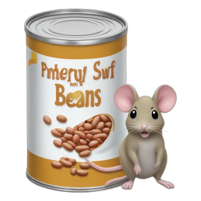 can of beans with mouse on label sticker