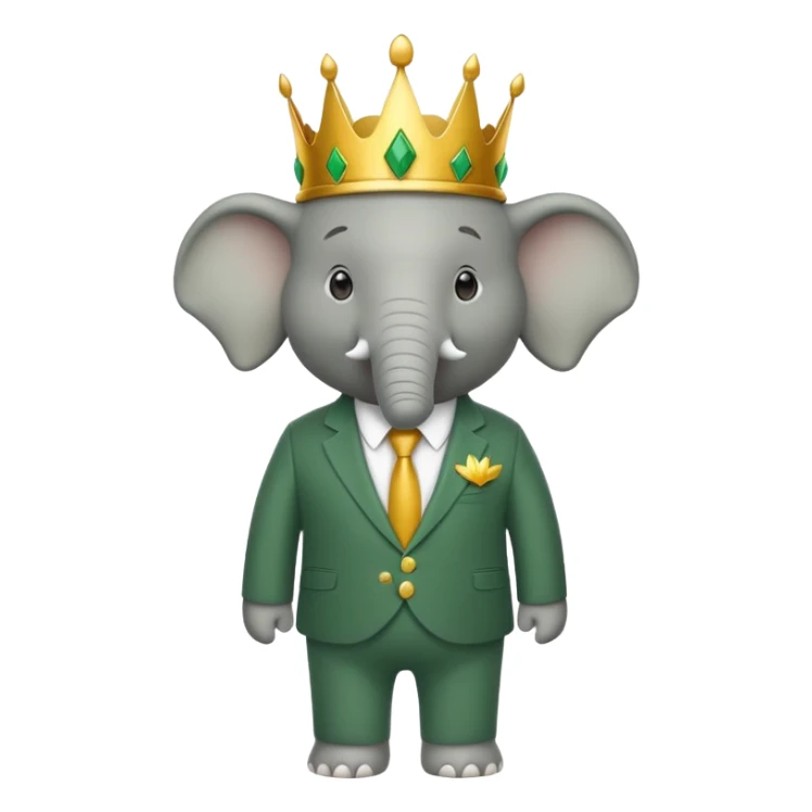 Babar the elephant cartoon character with crown and green suit sticker