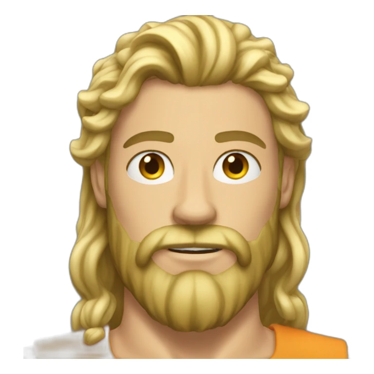 a muscular blond man with long beard sticker