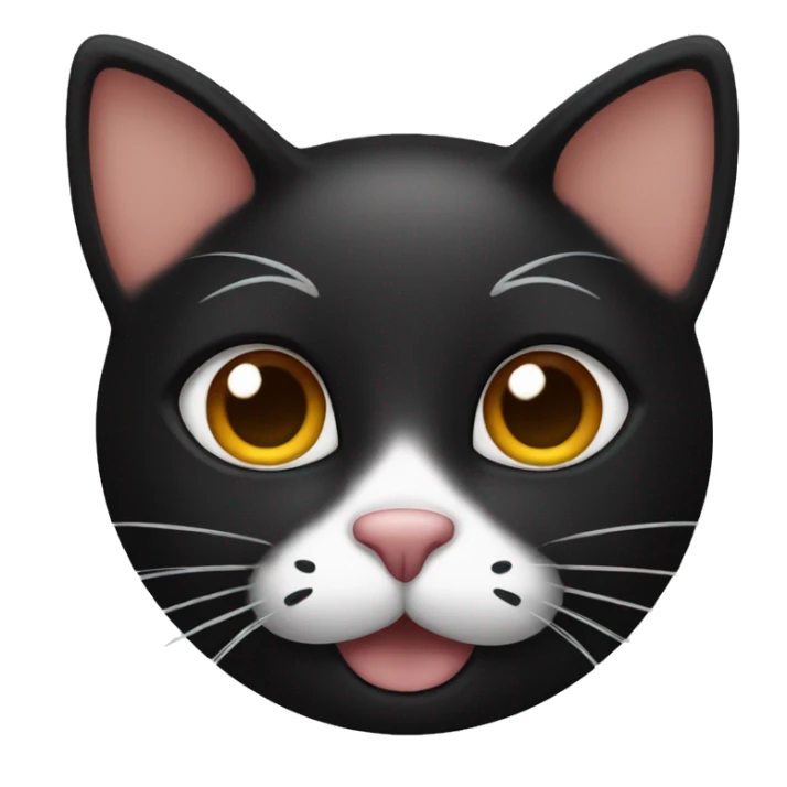 Black cat with brown eyes and hearts around sticker