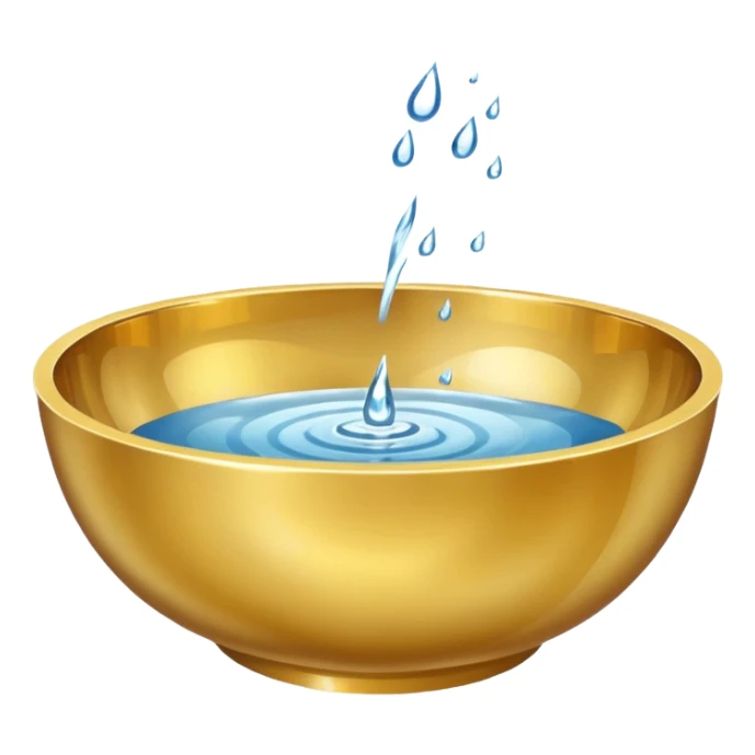 simple gold bowl, top up inside view, full of water sticker